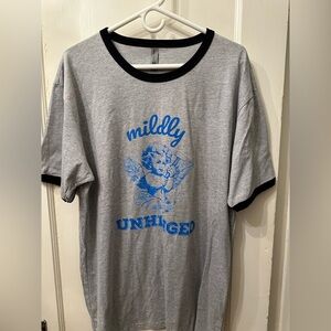 NWOT “Mildly Unhinged” Angel Ringer Tee
